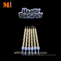 Long Standing Reputation Cake Decoration Pure Paraffin Metallic Gold Birthday Candle And Motto Set